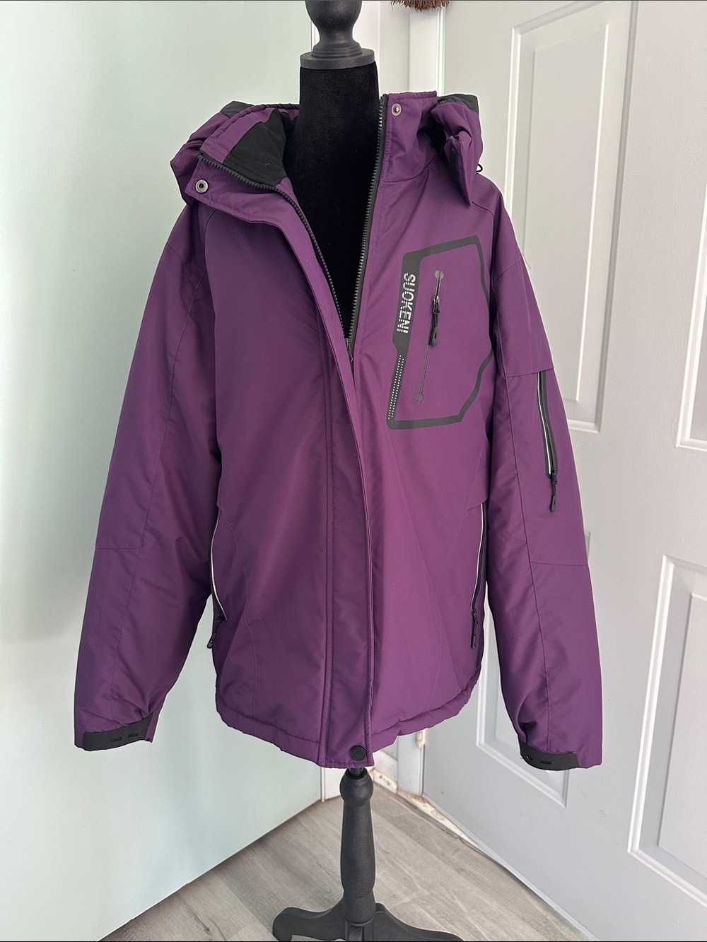 Purple Hooded Winter Jacket